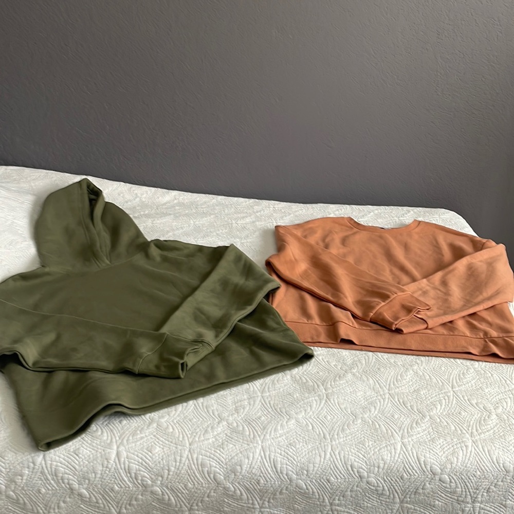 Zara hoodie and crew neck shirt.
